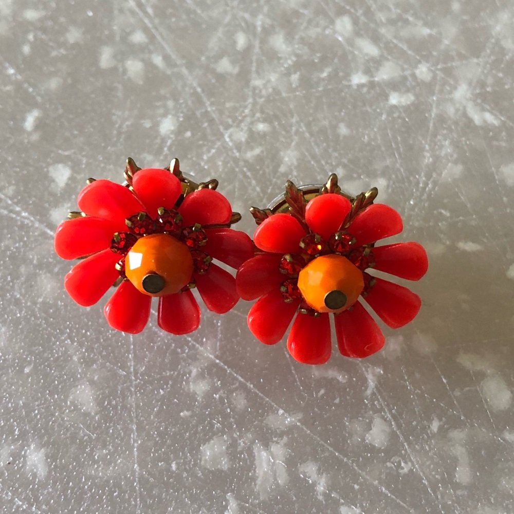 Red Flower Stud Earrings